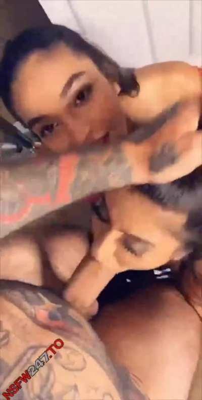 Emily Willis and Lena The Plug Blowjob