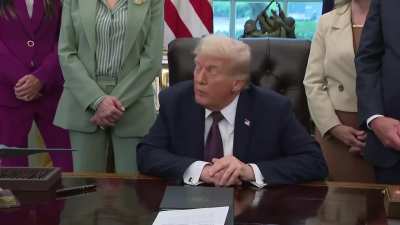 Q: Do you think it would've been fitting to lower the flags to half staff when Melissa Hortman, the Minnesota House Speaker, was gunned down by an assassin? TRUMP: I'm not familiar. The who?