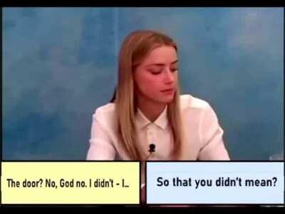 Amber Heard laughing while listening to a tape about her hitting Johnny Depp