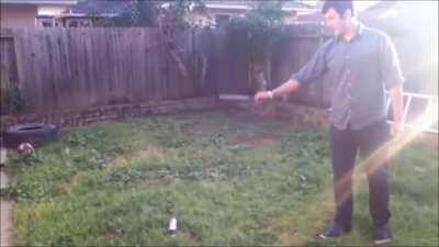 WCGW Throwing a knife into a spray paint can