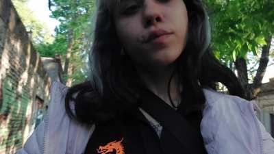 Cute flashing in the street for you