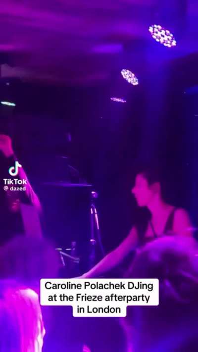 Caroline again and again at the Frieze after party in London. Magnifique !