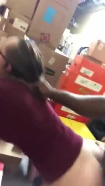 Banging coworker in storageroom