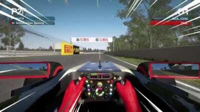 I love the last chicane in Canada in the older F1 games