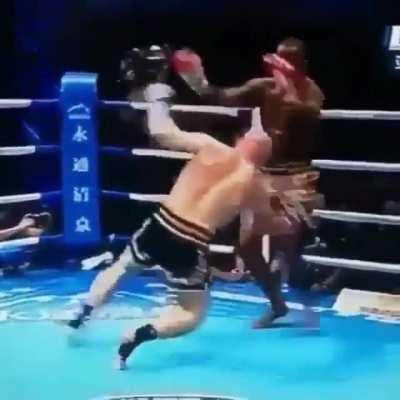 Kickboxers well practiced subtle, but vicious move.