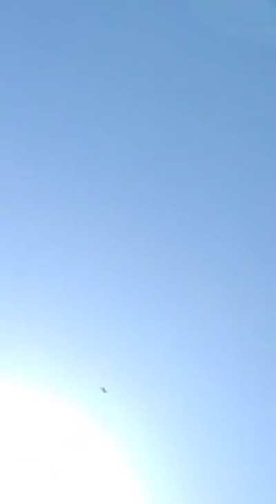 Jordanian or Israeli fighter shoots down an Iranian drone.