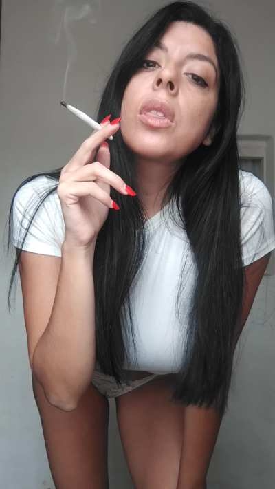 Here smoking in my underwear