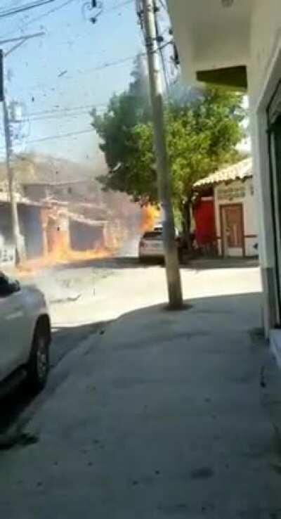 Stupid fuck tossed a lit cigarette out of the window of this moving truck. Loaded with straw bales...