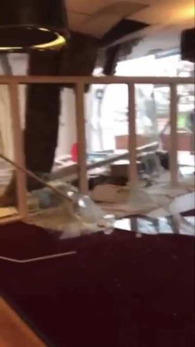 Idiot fighting a construction site. He was angry over not being paid, but it turns out that he was and never bothered to check his bank account