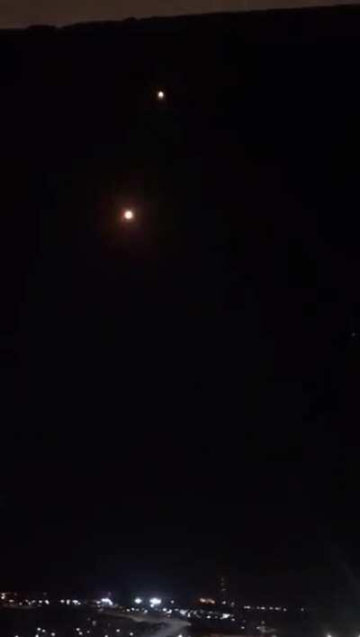 A number of Palestinian rockets are intercepted by the Iron Dome system, one hits in the middle of a residential area. Salvo killed 1 and injured 20 civilians. Ashqelon, Israel. 12th of November, 2018.