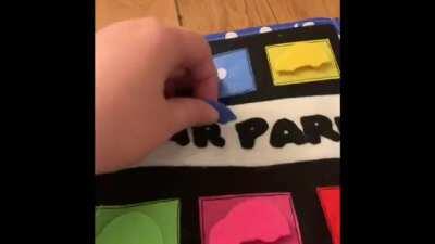 I wanted to show off the quiet book i made for my son (sorry for the tooth falling out of the hippos mouth lol)