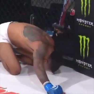 MMA fighter Peter Stanonik is left in tears after taking a second shot to the groin that ended the fight on a No Contest