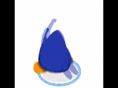 Penguin dancing to old brazilian funk