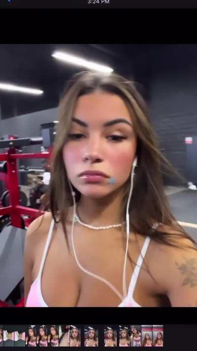 Gabi moody face at the gym (IG story) 