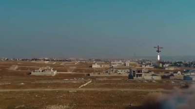 Syrian rebels have released a close-up video of the newly developed rocket-powered UAV.