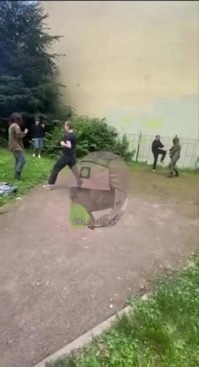 Military girls challenge guys to a fight