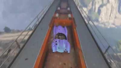 Jumping off a train and landing back on it as requested :)