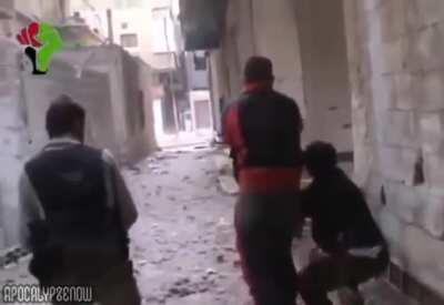 Point blank friendly fire.