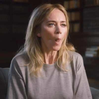 Emily Blunt showing her tongue skills