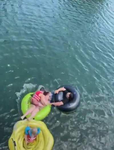 Kid blindly jumps off a building into water