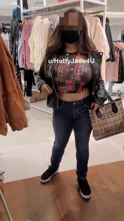 My big Asian titties shopping in sheer 