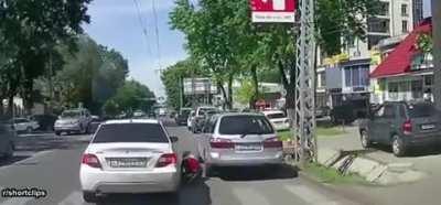 Kid runs into traffic and gets launched upside down into another car (r/shortclips)