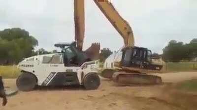 Guy inside almost gets crushed