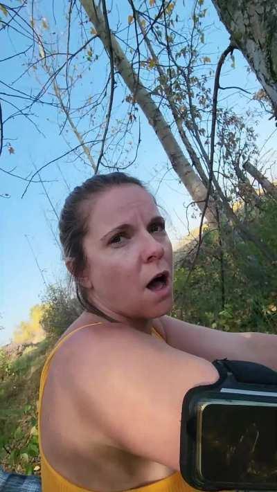 Jogger slut fucks on the trails
