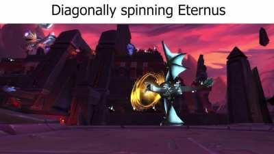 Diagonally spinning dragon.