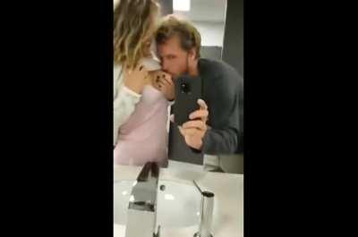 Sucking Milk In A Bathroom