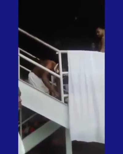 Inmate on a leash at Macon State Prison.