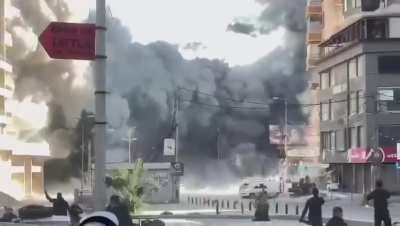 Israeli airstrike in Beirut , Lebanon.