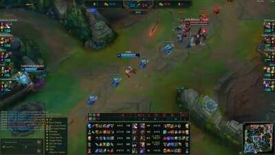 Caitlyn blocked her minion, it steps asides and she gets oneshot by a spear.