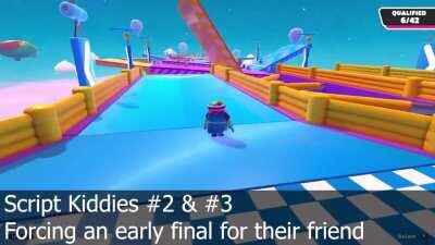 Cheaters are now helping each other to force early finals in Seesaw. They have perfected their method and are wearing (recent) legendary skins. Great detection.