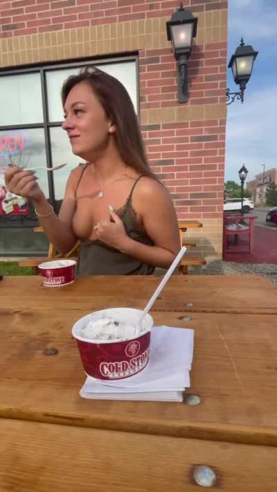 Gah! First time being caught! Ice cream is just better with titties tho 🥺