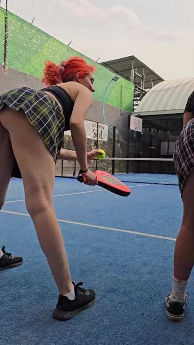 Acting naughty at padel practice