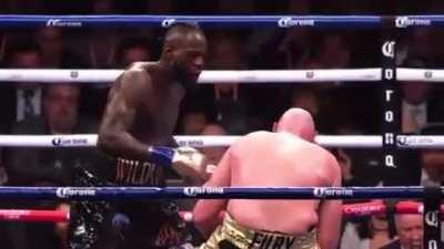 Another insane angle of Wilder knocking down Fury in round 12