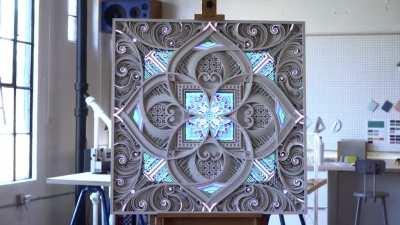 This wooden sculpture with a light projector