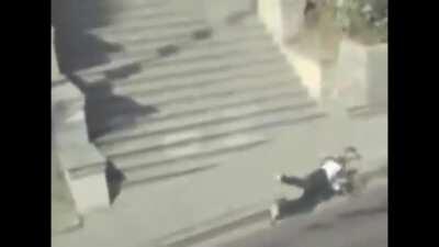 Man falling down the stairs with Steve falling audio.