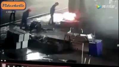 Hot metal to the face!