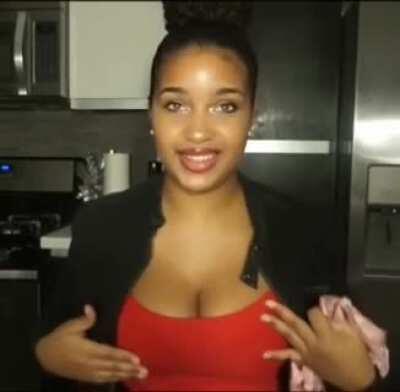 Corie realizing she has big boobs