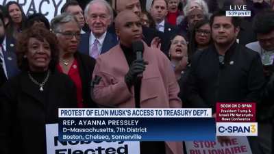 Rep Ayanna Pressley - Hands off our Democracy! Elon Musk is a Nazi nepo baby that no one elected. Resist!