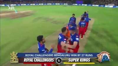 Here's the full clip of RCB's celebration. RCB didn't even celebrate for 1.30 seconds. But I was told that csk was waiting for RCB since 15-20mintues.. csk fans cry too much..