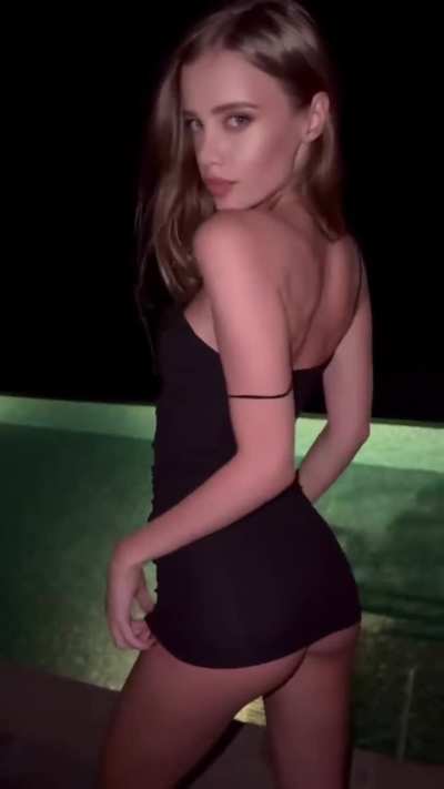 Teasing in a Short Black Dress by the Pool (Tisshko IG Story Clip)