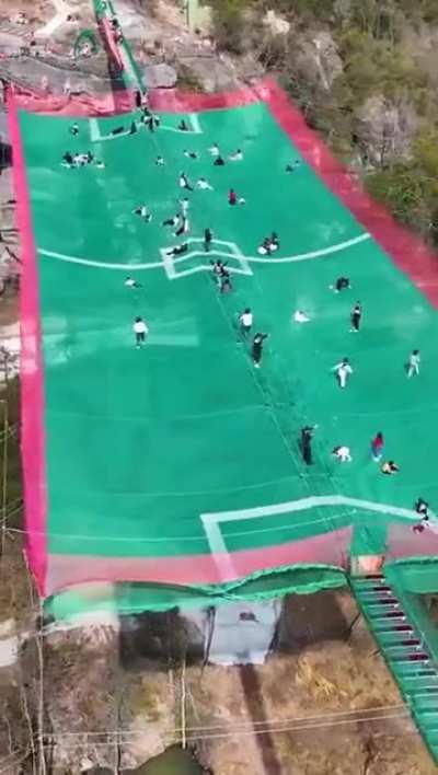 Football field suspended in the air in China's Yongkang city - Zhejiang province