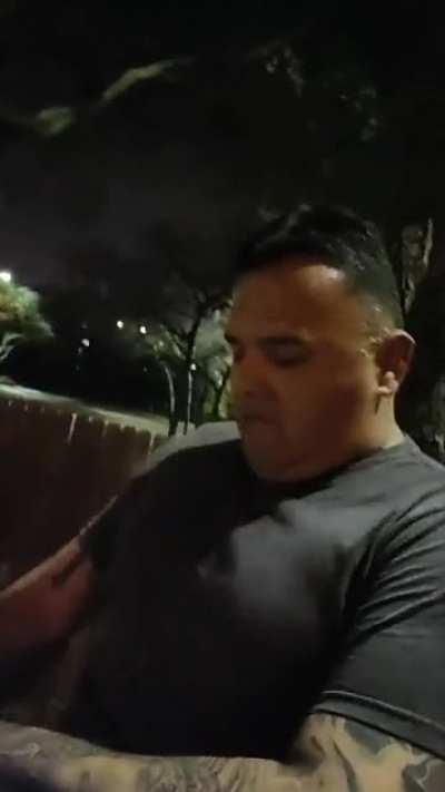 wife and I having little fun outside