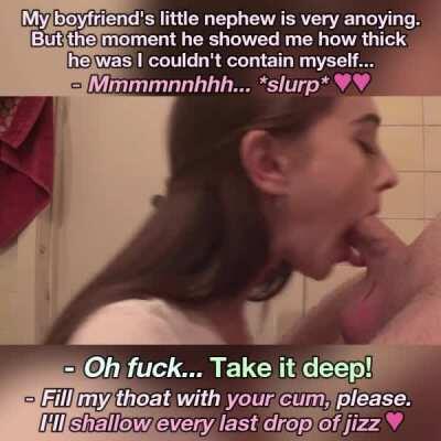 My girlfriend won't stop sucking my nephew's cock at every family meeting [Gf/Cheating/Nephew]