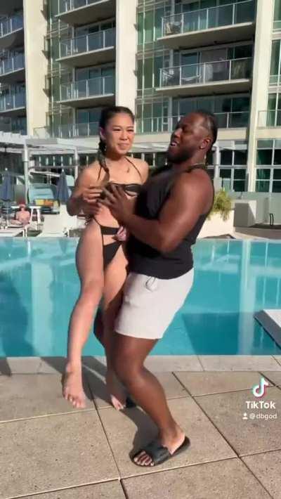 [/r/damngoodinterracial] Tiny Asian girl is used as workout equipment and later pounded in the bedroom