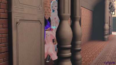 Futa takes her horny pet to a (somewhat) secluded spot in public