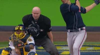 [Highlight] Home plate umpire loses mask after being hit in the face with a foul ball. He was hit the previous pitch, and the one before that.